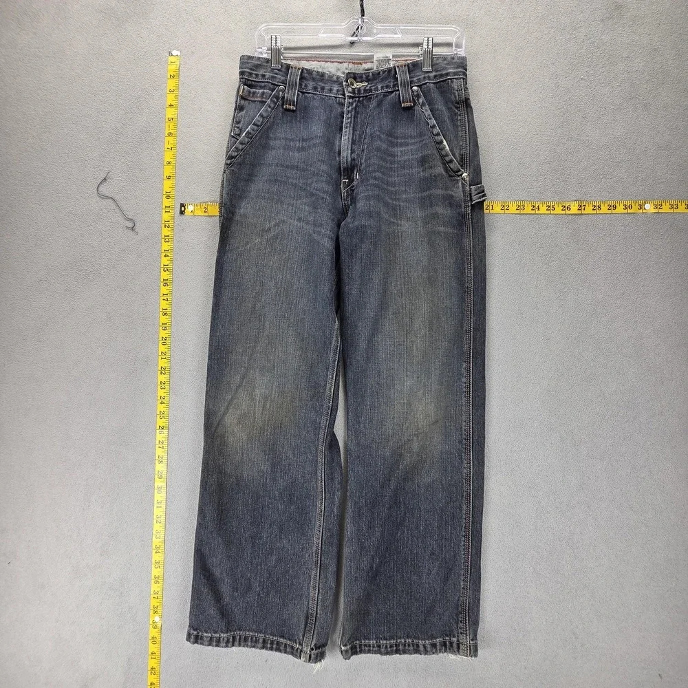 Vintage Levis Carpenter Pants Womens 29x29 Blue Dark Wash Cargo Zip Fly